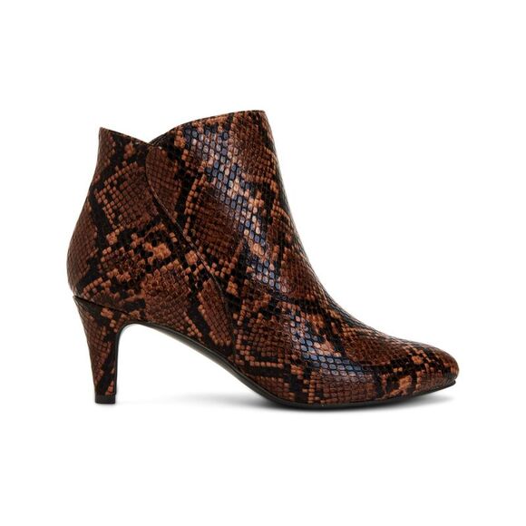 ALFANI Shoes - ALFANI Womens Brown Snake Skin Harpper Almond Toe Kitten Heel Booties 5.5 M